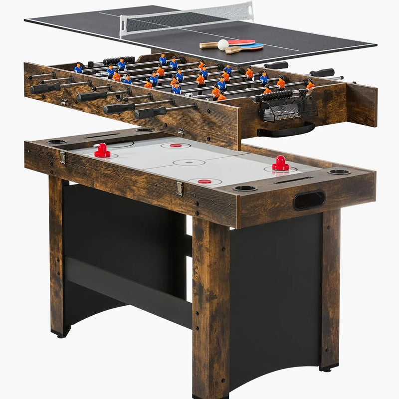 VEVOR 3 vienā kombinētais spēļu galds, 137 cm gaisa hokeja galds ar galda tenisu un galda futbolu, komplektā ripas un stūmēji, ar gaisu darbināms arkādes hokeja galds ģimenes spēļu istabai vai birojam