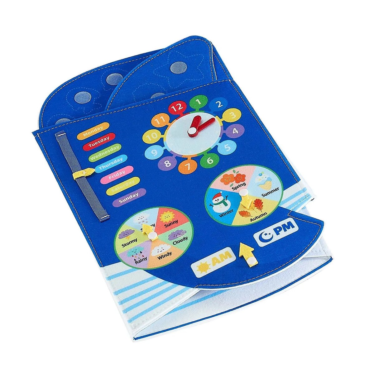 VEVOR Montessori Activity Board 12 in 1, Foldable Felt Roll with Numbers, Letters and Clock