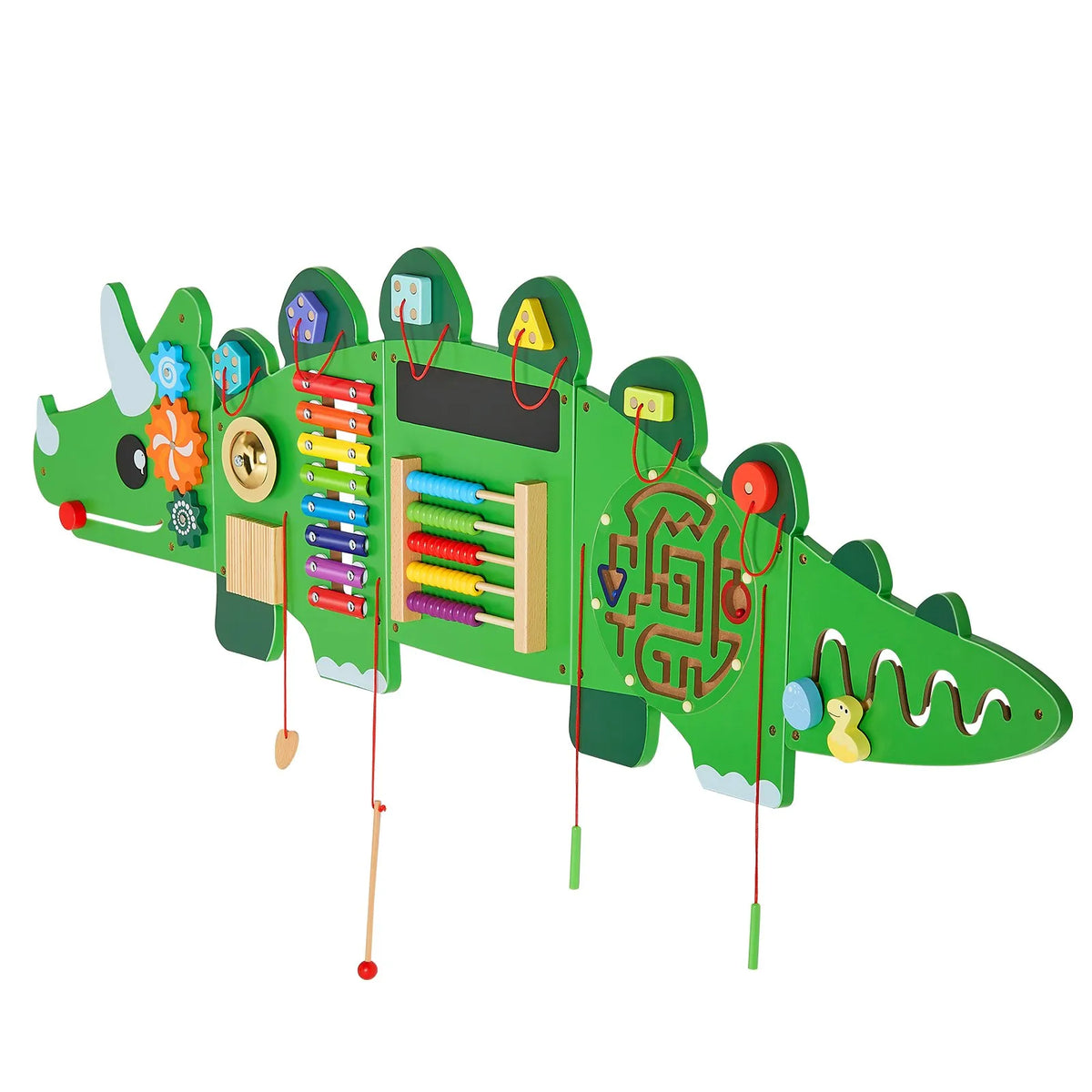 VEVOR Bērnu aktivitāšu sienas panelis “Dinosaur” ar 11 aktivitātēm, Montessori sensorā siena bērniem 3–12 gadiem, mācību aktivitāšu centrs rotaļu istabai, bērnudārzam un klasei - ZEMLETES.LV