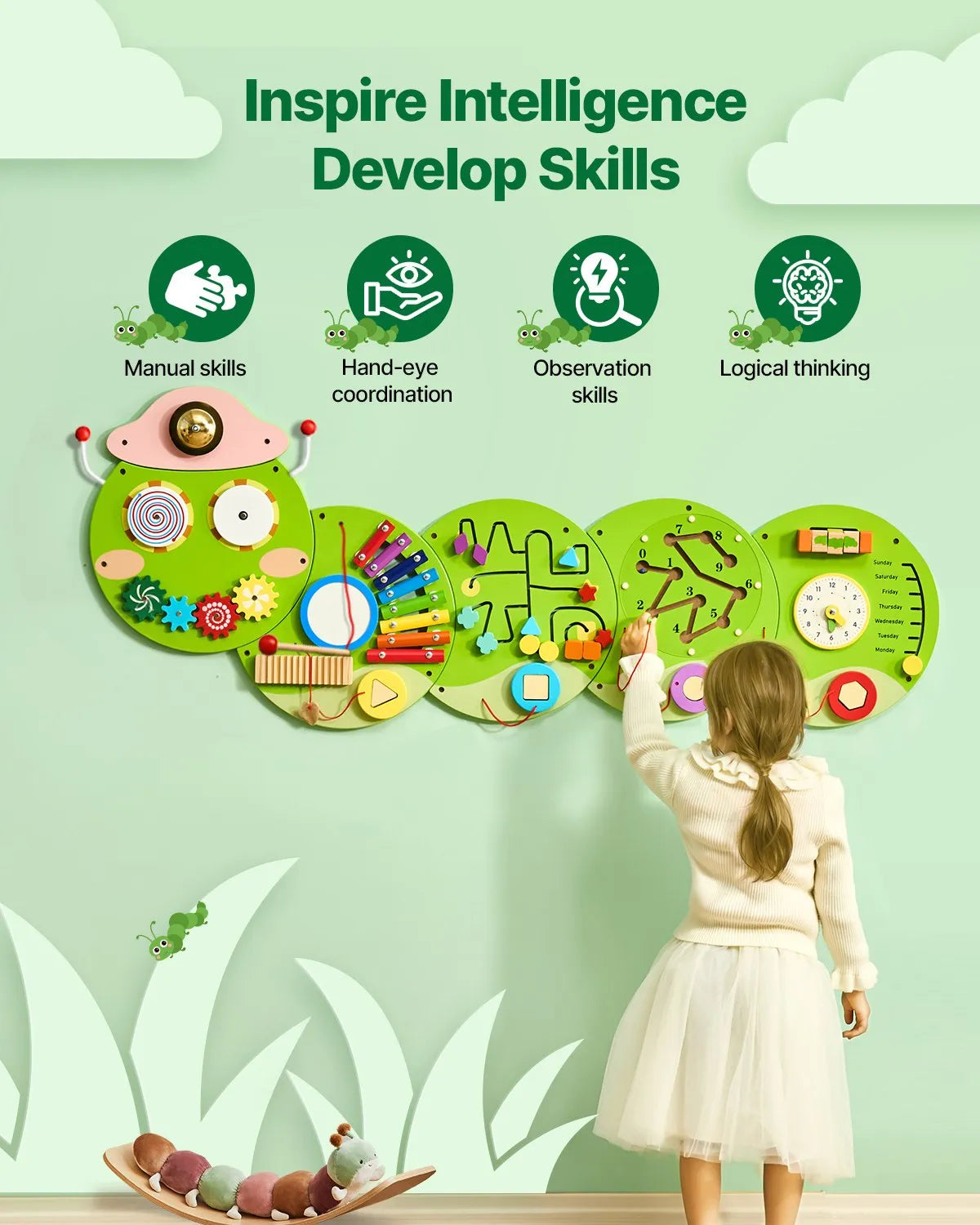 VEVOR Montessori Sensory Wall Panel Set with 12 Activities, 3–12 Years