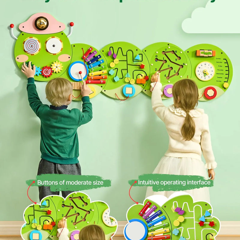 VEVOR Montessori sensoro aktivitāšu sienas paneļu komplekts, 12 aktivitātes, interaktīvs mācību centrs bērniem no 3 līdz 12 gadiem, piemērots rotaļu istabai, bērnistabai un klasei