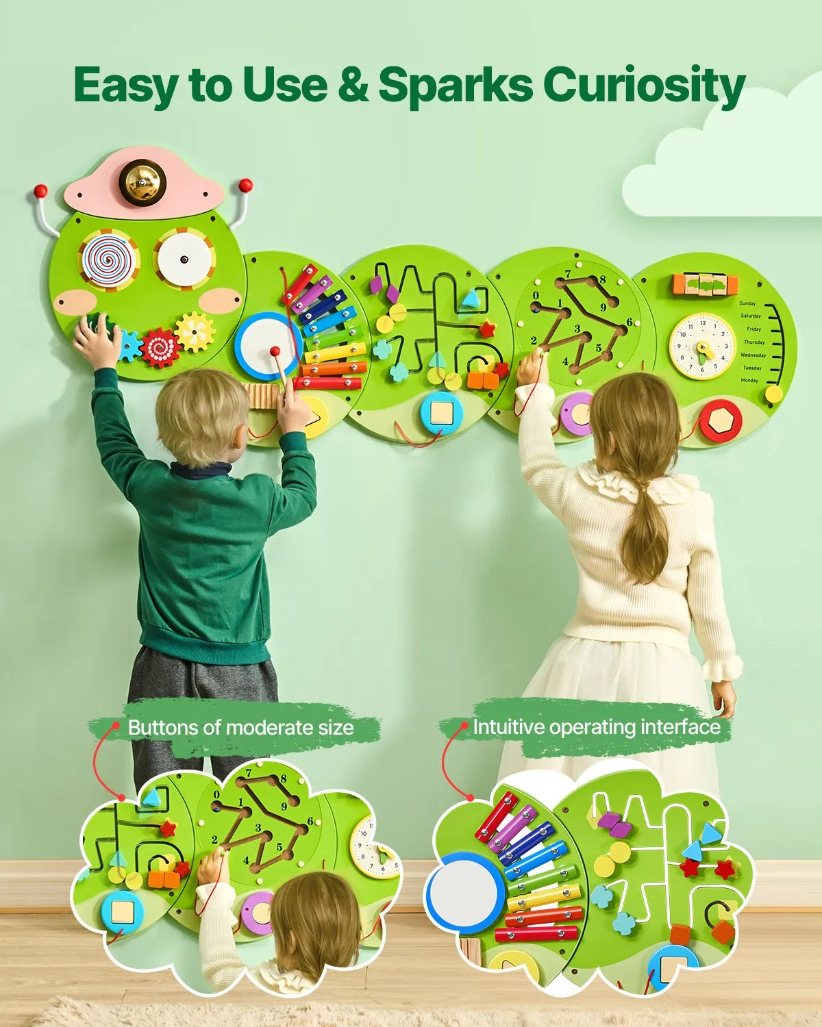 VEVOR Montessori Sensory Wall Panel Set with 12 Activities, 3–12 Years