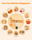 VEVOR Bērnu aktivitāšu sienas panelis “Puppy” ar 12 aktivitātēm, Montessori sensorā siena bērniem 3–12 gadiem, mācību aktivitāšu centrs rotaļu istabai, bērnudārzam un klasei