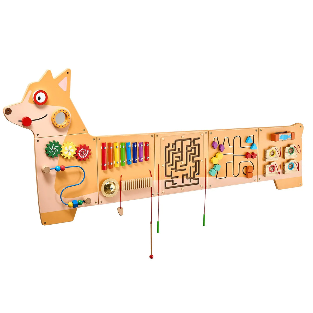VEVOR Bērnu aktivitāšu sienas panelis “Puppy” ar 12 aktivitātēm, Montessori sensorā siena bērniem 3–12 gadiem, mācību aktivitāšu centrs rotaļu istabai, bērnudārzam un klasei - ZEMLETES.LV