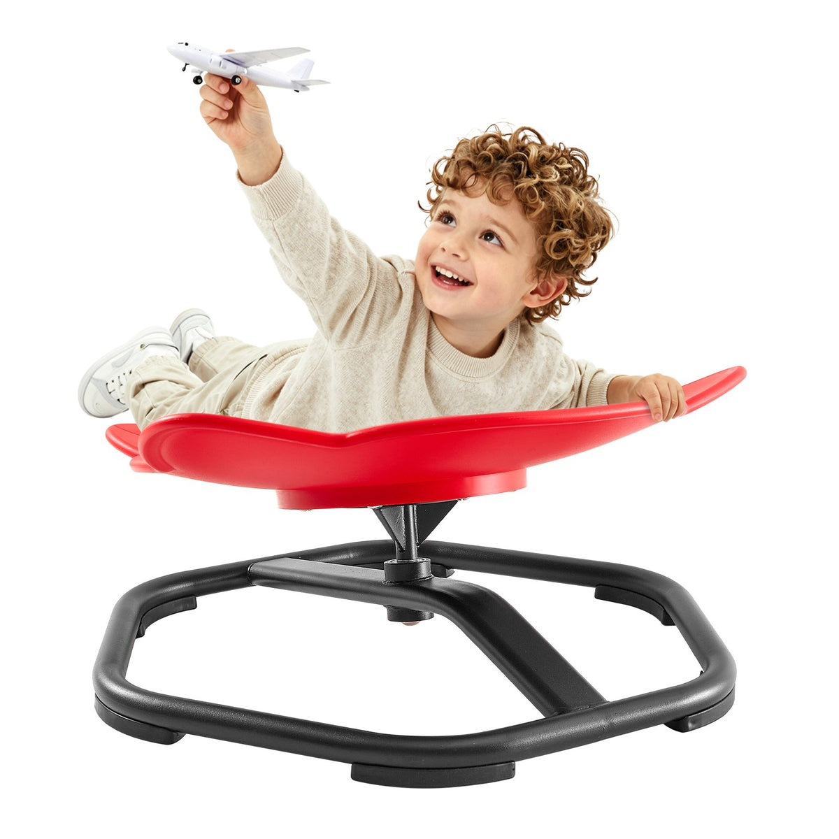 VEVOR bērnu sensorais grozāmais krēsls ziloņa formā, 360° rotācija, 100 kg slodze, 52 × 50 cm, sarkans, bērniem no 3 līdz 12 gadiem