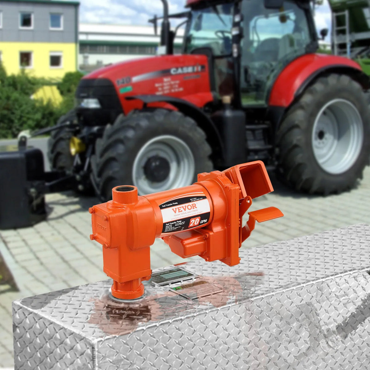 VEVOR degvielas pārsūknēšanas sūknis 12 V DC 76 l/min 0,19 kW ar degvielas savākšanas kasti benzīnam, dīzeļdegvielai, petrolejai, etanola un metanola maisījumiem un biodīzeļdegvielai - ZEMLETES.LV