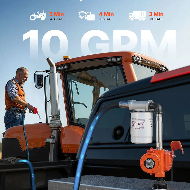 VEVOR degvielas pārsūknēšanas sūknis 12 V DC, 40 L/min, portatīvs dīzeļdegvielas sūkņa komplekts ar automātisku izslēgšanās pistoli, izplūdes šļūteni, pārkaršanas aizsardzību un barošanas kabeli, sprādziendrošs, benzīnam, dīzeļdegvielai un petrolejai