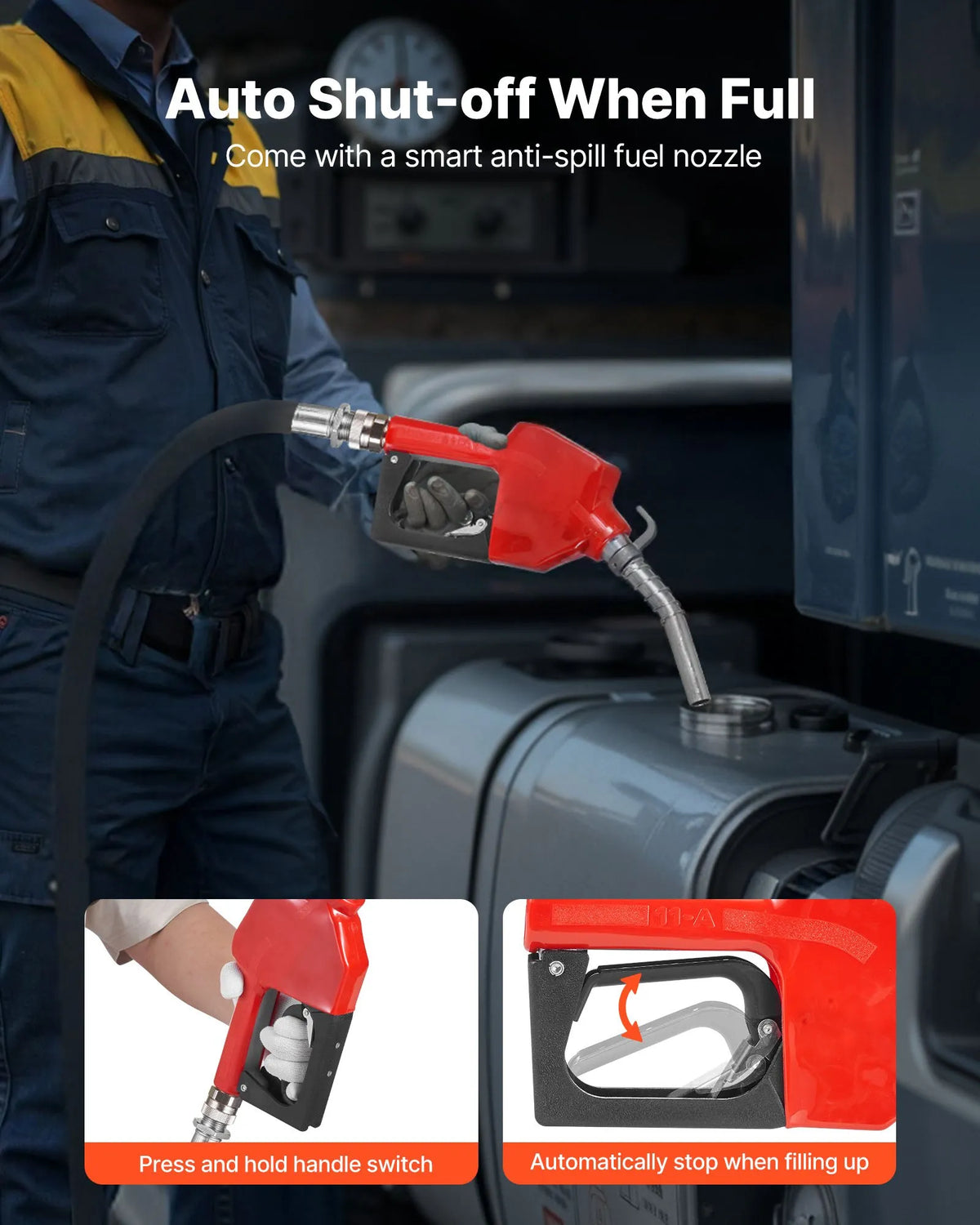 VEVOR degvielas pārsūknēšanas sūknis 12 V DC, 40 L/min, portatīvs dīzeļdegvielas sūkņa komplekts ar automātisku izslēgšanās pistoli, izplūdes šļūteni, pārkaršanas aizsardzību un barošanas kabeli, sprādziendrošs, benzīnam, dīzeļdegvielai un petrolejai - ZEMLETES.LV