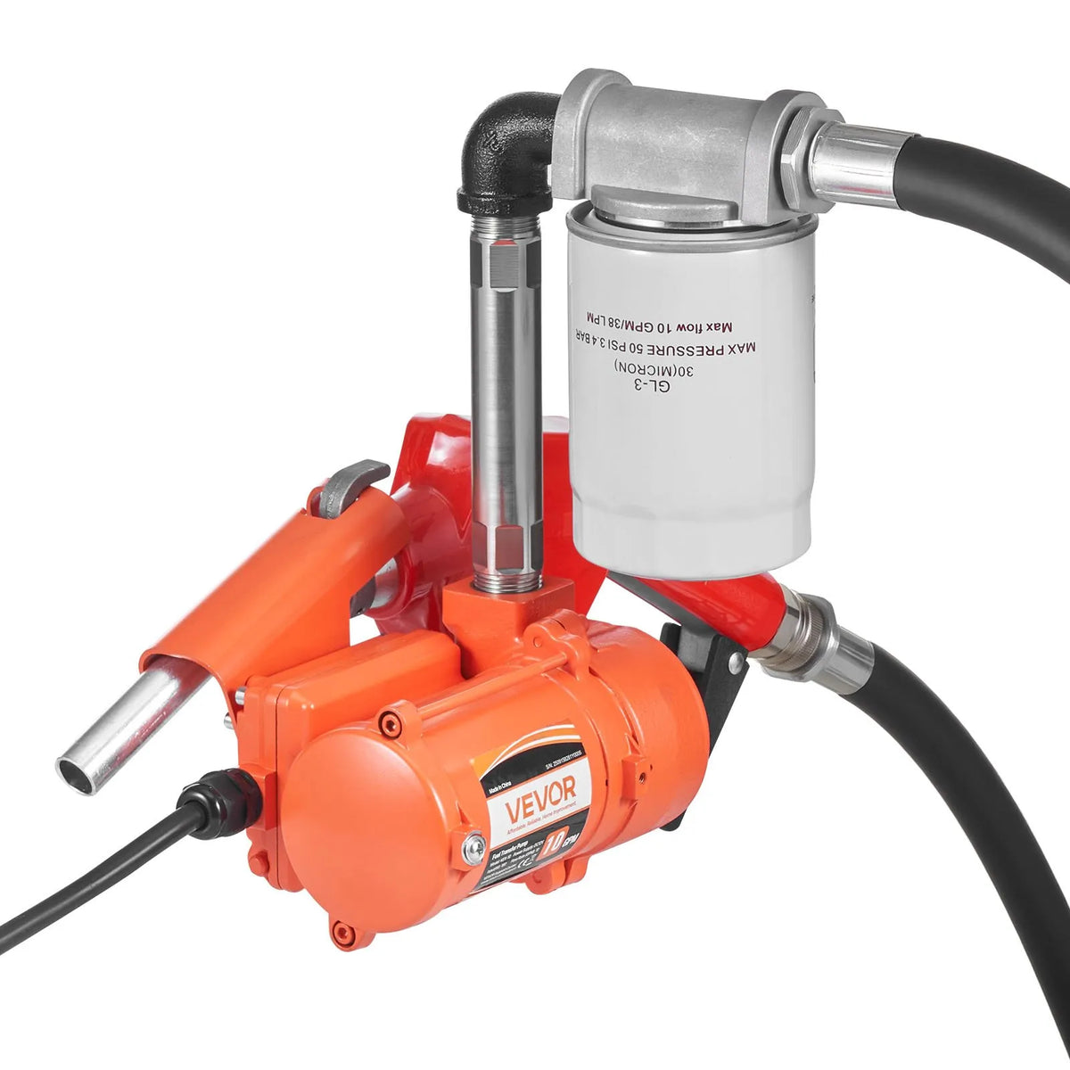 VEVOR degvielas pārsūknēšanas sūknis 12 V DC, 40 L/min, portatīvs dīzeļdegvielas sūkņa komplekts ar automātisku izslēgšanās pistoli, izplūdes šļūteni, pārkaršanas aizsardzību un barošanas kabeli, sprādziendrošs, benzīnam, dīzeļdegvielai un petrolejai - ZEMLETES.LV