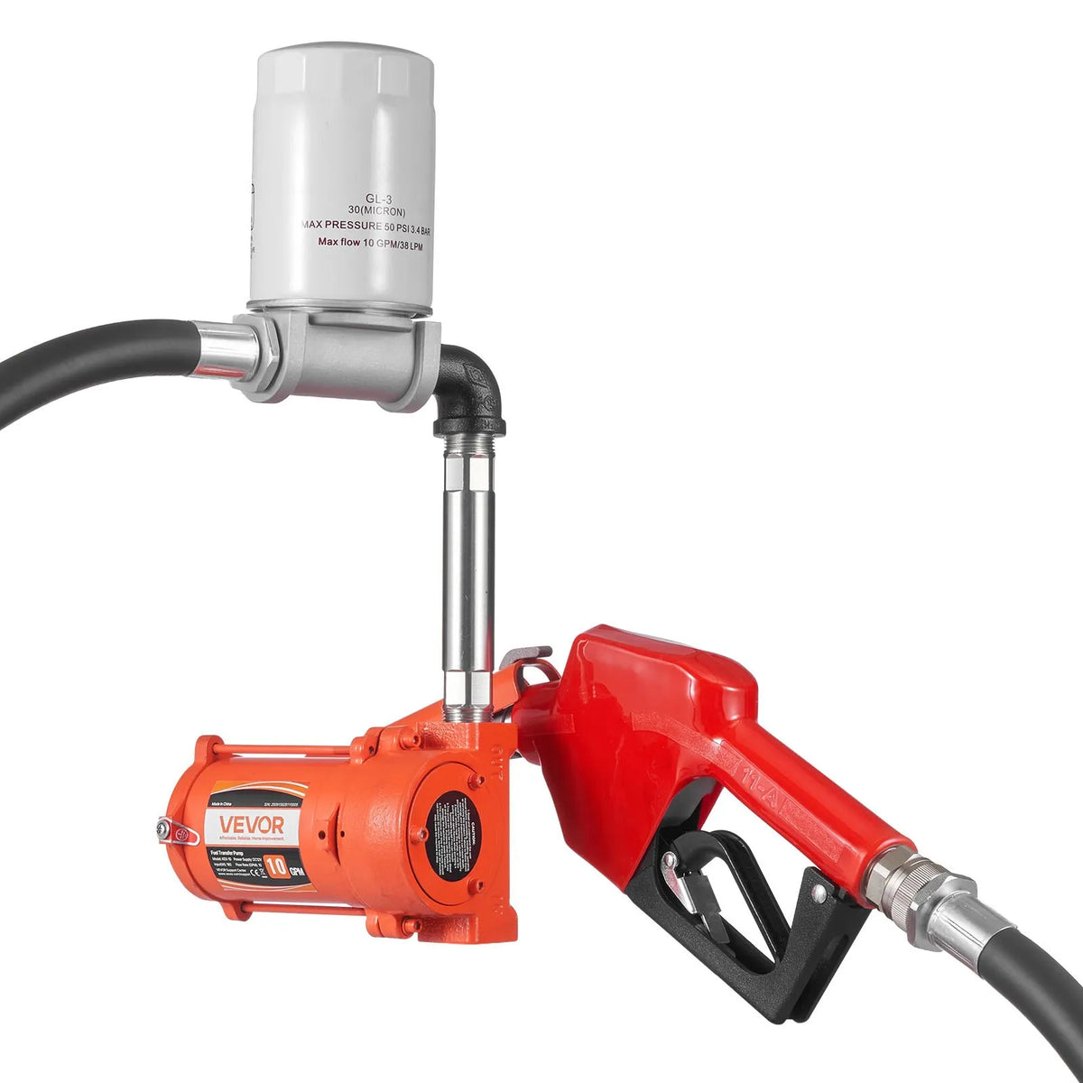VEVOR degvielas pārsūknēšanas sūknis 12 V DC, 40 L/min, portatīvs dīzeļdegvielas sūkņa komplekts ar automātisku izslēgšanās pistoli, izplūdes šļūteni, pārkaršanas aizsardzību un barošanas kabeli, sprādziendrošs, benzīnam, dīzeļdegvielai un petrolejai - ZEMLETES.LV
