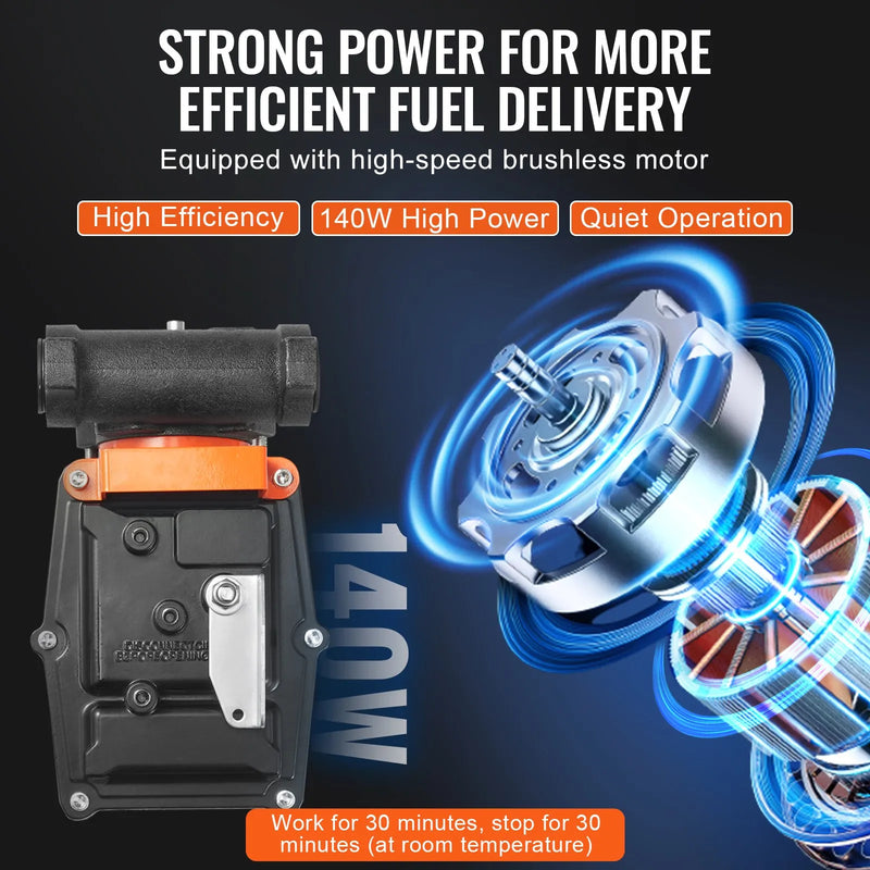 VEVOR degvielas pārsūknēšanas sūknis 12 V DC, 57 L/min, 186 W, portatīvs elektriskais degvielas sūknis ar automātisku izslēgšanās pistoli, ar ieplūdes un izplūdes šļūteni benzīnam, dīzeļdegvielai, petrolejai un metanola maisījumiem - ZEMLETES.LV