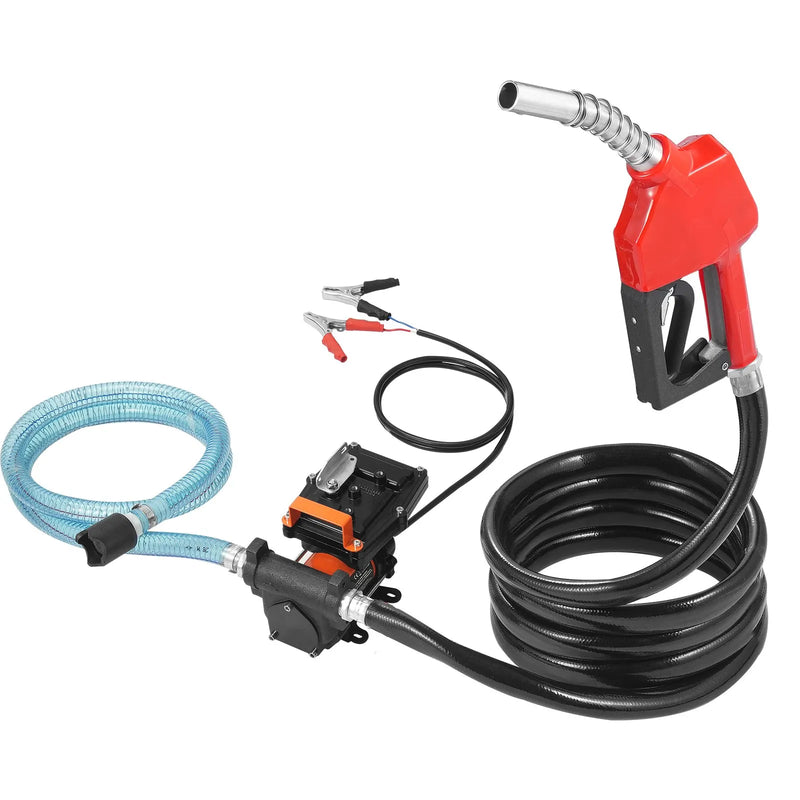 VEVOR degvielas pārsūknēšanas sūknis 12 V DC, 57 L/min, 186 W, portatīvs elektriskais degvielas sūknis ar automātisku izslēgšanās pistoli, ar ieplūdes un izplūdes šļūteni benzīnam, dīzeļdegvielai, petrolejai un metanola maisījumiem - ZEMLETES.LV