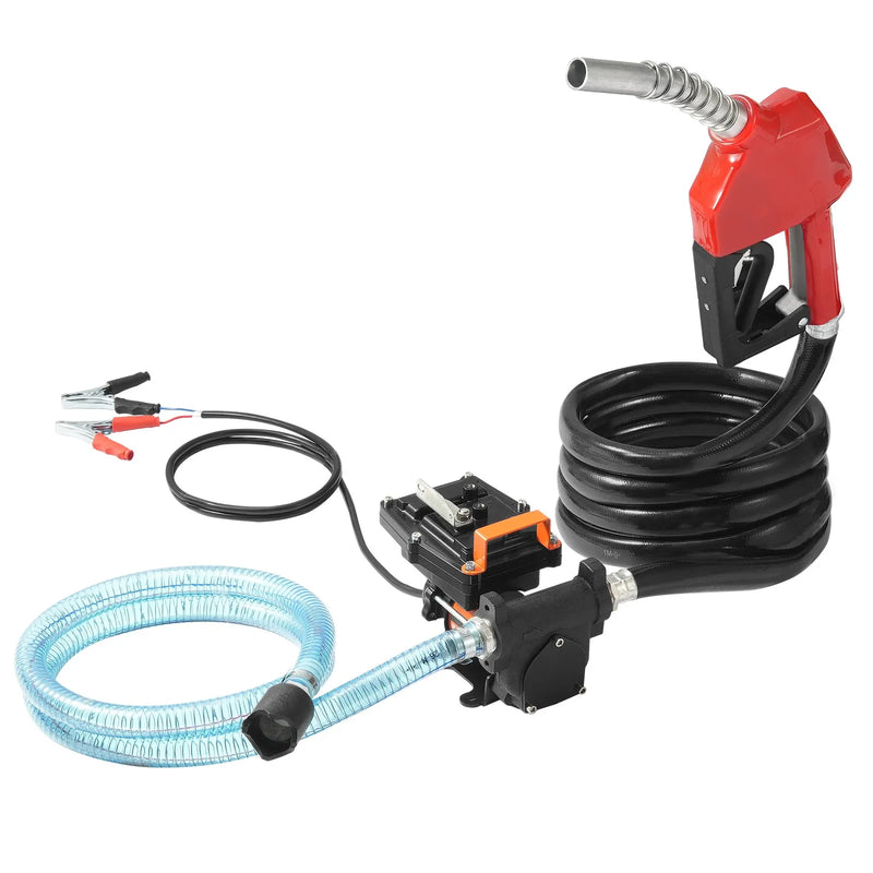 VEVOR degvielas pārsūknēšanas sūknis 12 V DC, 57 L/min, 186 W, portatīvs elektriskais degvielas sūknis ar automātisku izslēgšanās pistoli, ar ieplūdes un izplūdes šļūteni benzīnam, dīzeļdegvielai, petrolejai un metanola maisījumiem - ZEMLETES.LV