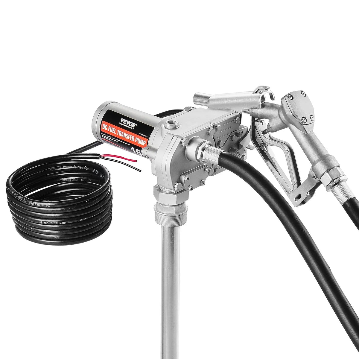 VEVOR degvielas pārsūknēšanas sūknis 12 V DC 57 l/min 149 W ar automātisku degvielas pistoli un garu ieplūdes un izplūdes šļūteni benzīnam, dīzeļdegvielai, petrolejai un etanola maisījumiem - ZEMLETES.LV