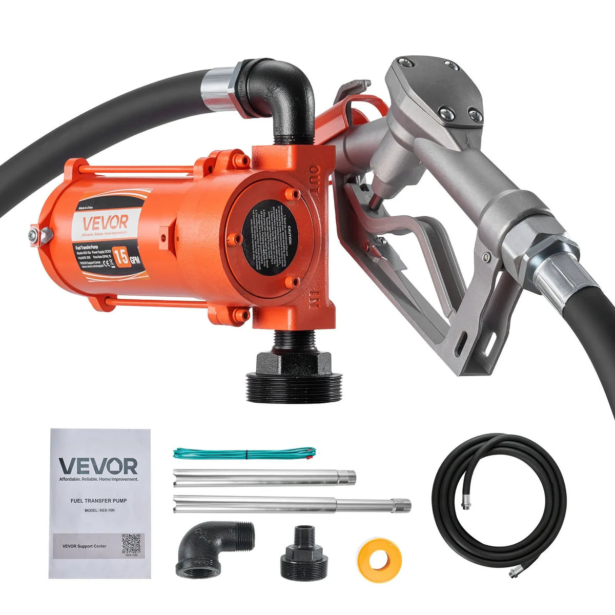 VEVOR degvielas pārsūknēšanas sūknis 12 V DC 57 l/min sprādziendrošs ar manuālu pistoli, izplūdes šļūteni un barošanas kabeli benzīnam, dīzeļdegvielai un petrolejai - ZEMLETES.LV