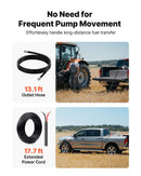 VEVOR degvielas pārsūknēšanas sūknis 12 V DC 57 l/min 1/3 ZS sprādziendrošs ar manuālu pistoli un izplūdes šļūteni benzīnam, dīzeļdegvielai un petrolejai