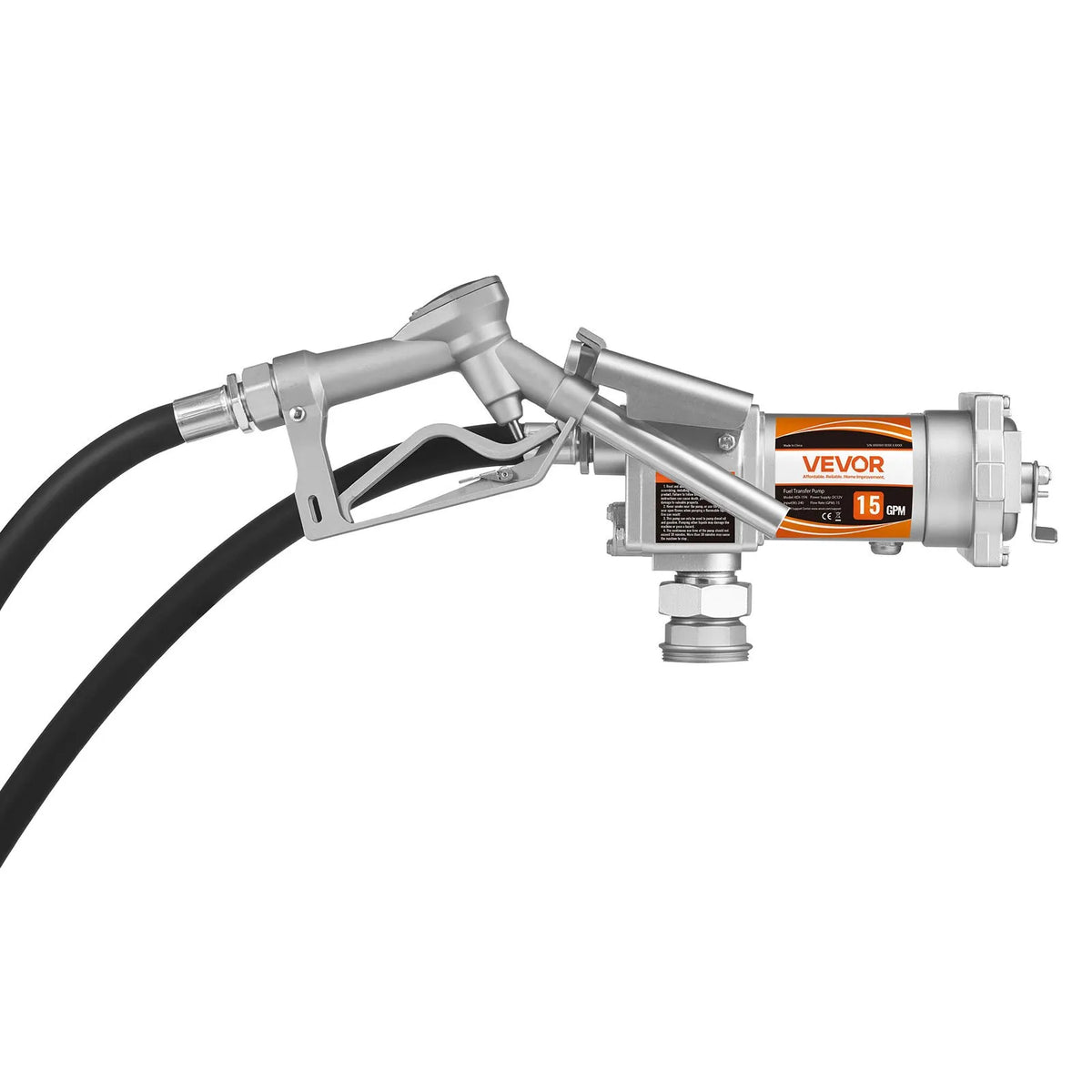 VEVOR degvielas pārsūknēšanas sūknis 12 V DC 57 l/min 1/3 ZS sprādziendrošs ar manuālu pistoli un izplūdes šļūteni benzīnam, dīzeļdegvielai un petrolejai - ZEMLETES.LV