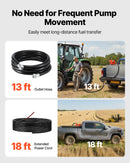 VEVOR degvielas pārsūknēšanas sūknis 12 V DC 61 l/min 186 W ar manuālu degvielas pistoli, izplūdes šļūteni un iesūkšanas cauruli benzīnam, dīzeļdegvielai, petrolejai, etanola–metanola maisījumiem un biodīzeļdegvielai