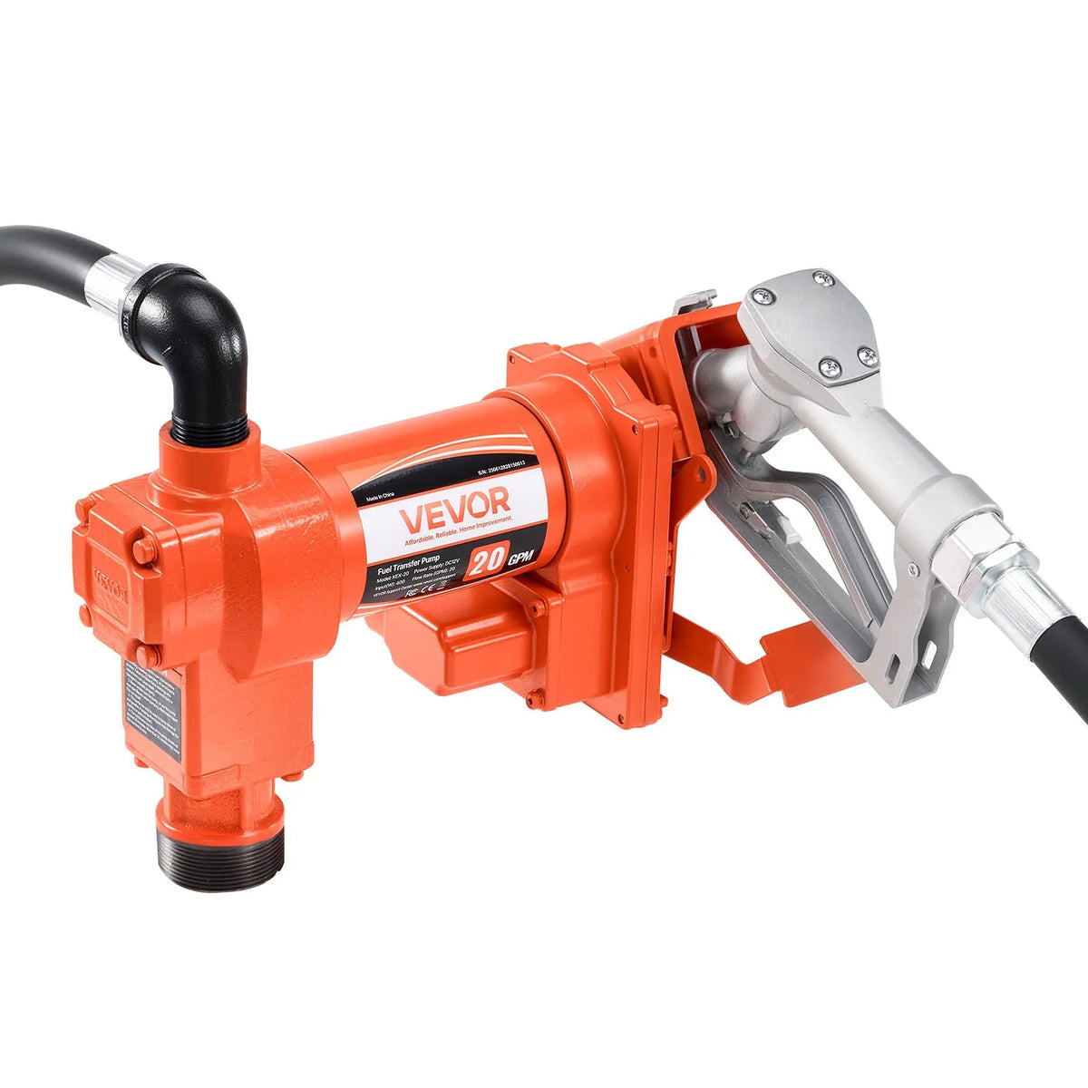 VEVOR degvielas pārsūknēšanas sūknis, 12 V DC, 76 l/min, 186 W, dīzeļdegvielas sūknis ar manuālu uzpildes pistoli, izplūdes šļūteni, sūkšanas cauruli, piemērots benzīnam, dīzeļdegvielai, petrolejai, etanola, metanola maisījumiem, kā arī biodīzeļdegvielai - ZEMLETES.LV