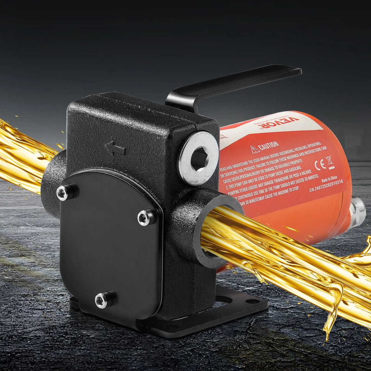 VEVOR degvielas pārsūknēšanas sūknis, 12 V DC, 19 l/min, 75 W, portatīvs elektriskais dīzeļdegvielas sūknis ar automātisku uzpildes pistoli, garu ieplūdes un izplūdes šļūteni benzīnam, dīzeļdegvielai, petrolejai un metanola maisījumiem - ZEMLETES.LV