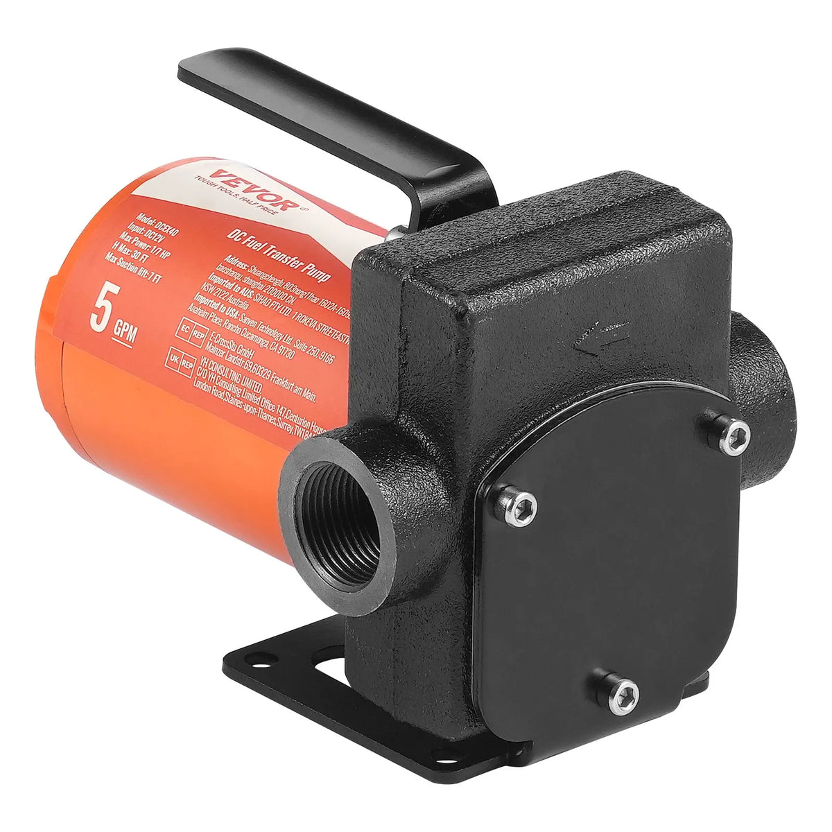 VEVOR degvielas pārsūknēšanas sūknis, 12 V DC, 19 l/min, 75 W, portatīvs elektriskais dīzeļdegvielas sūknis ar automātisku uzpildes pistoli, garu ieplūdes un izplūdes šļūteni benzīnam, dīzeļdegvielai, petrolejai un metanola maisījumiem - ZEMLETES.LV