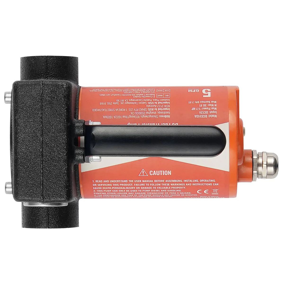 VEVOR degvielas pārsūknēšanas sūknis, 12 V DC, 19 l/min, 75 W, portatīvs elektriskais dīzeļdegvielas sūknis ar automātisku uzpildes pistoli, garu ieplūdes un izplūdes šļūteni benzīnam, dīzeļdegvielai, petrolejai un metanola maisījumiem - ZEMLETES.LV