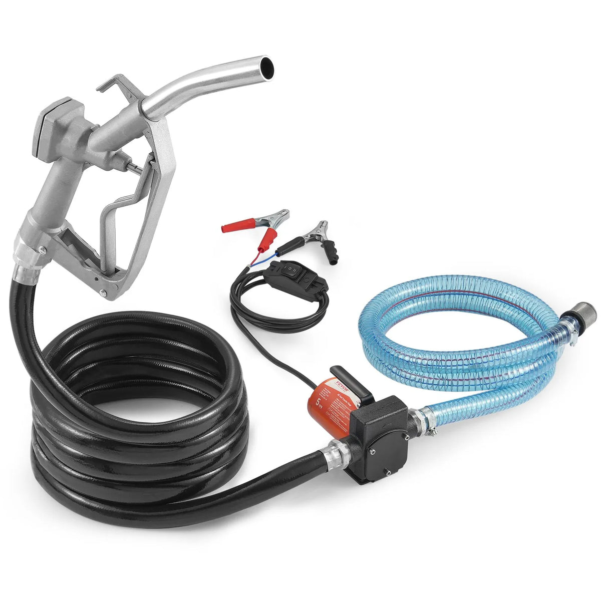 VEVOR degvielas pārsūknēšanas sūknis, 12 V DC, 19 l/min (5,3 GPM), 75 W (1/10 HP), portatīvs elektriskais dīzeļdegvielas pārsūknēšanas sūknis ar automātisko uzpildes pistoli, garu ieplūdes, izplūdes šļūteni, piemērots benzīnam, dīzeļdegvielai, petrolejai. - ZEMLETES.LV