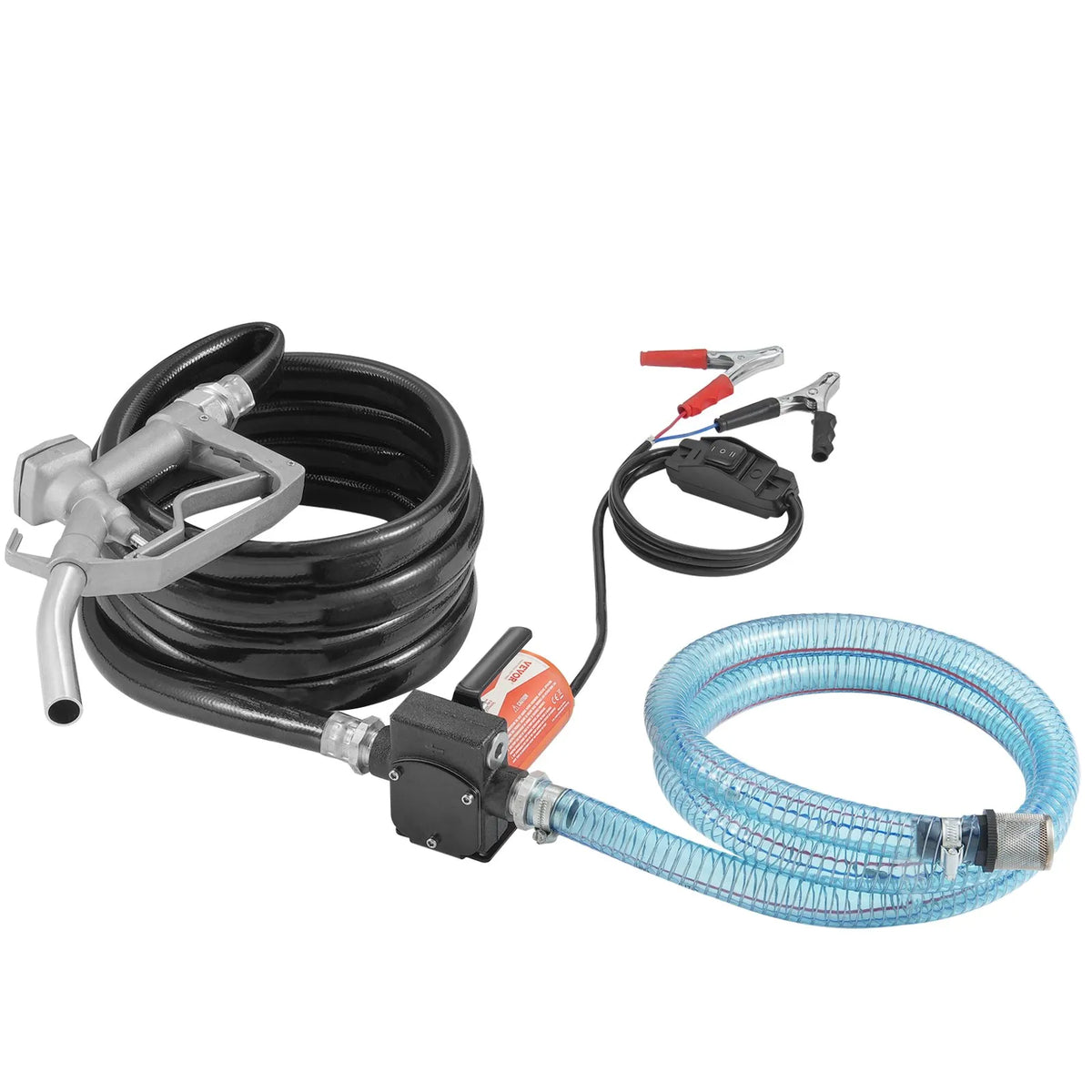 VEVOR degvielas pārsūknēšanas sūknis, 12 V DC, 19 l/min (5,3 GPM), 75 W (1/10 HP), portatīvs elektriskais dīzeļdegvielas pārsūknēšanas sūknis ar automātisko uzpildes pistoli, garu ieplūdes, izplūdes šļūteni, piemērots benzīnam, dīzeļdegvielai, petrolejai. - ZEMLETES.LV
