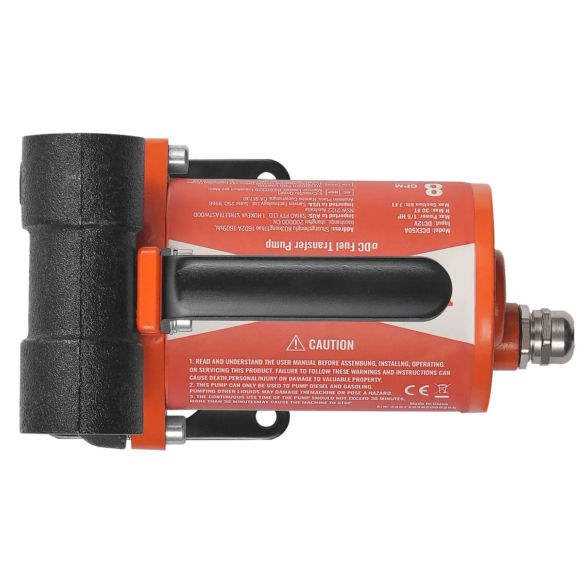 VEVOR degvielas pārsūknēšanas sūknis, 12 V DC, 30 l/min, 124 W, portatīvs elektriskais dīzeļdegvielas sūknis ar automātisku uzpildes pistoli, garu ieplūdes un izplūdes šļūteni benzīnam, dīzeļdegvielai, petrolejai un metanola maisījumiem - ZEMLETES.LV