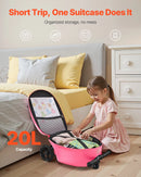 VEVOR bērnu skrejkoferis 20 l, 50,8 cm ar LED PU riteņiem, regulējamu rokturi un neslīdošu TPR rokturi, salokāms un viegls koferis bērniem no 5 gadiem rozā krāsā - ZEMLETES.LV