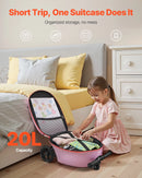 VEVOR bērnu skrejkoferis 20 l, 50,8 cm ar LED PU riteņiem, regulējamu rokturi un neslīdošu TPR rokturi, salokāms un viegls koferis bērniem no 5 gadiem violetā krāsā - ZEMLETES.LV