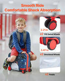 VEVOR bērnu braucamais koferis 26 l, 45,7 cm uz riteņiem ar plecu siksnu, viegls rokas bagāžas koferis bērniem no 3 gadiem zilā un baltā krāsā