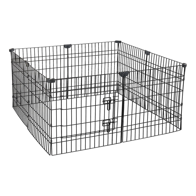 VEVOR suņu voljērs 61 cm, 8 paneļi, 162 × 162 cm, salokāms metāla nožogojums ar durvīm, augšējo pārsegu un ūdensizturīgu apakšējo paliktni, kucēniem, suņiem, kaķiem un maziem dzīvniekiem