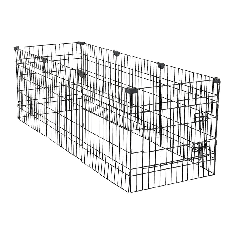 VEVOR suņu voljērs 61 cm, 8 paneļi, 162 × 162 cm, salokāms metāla nožogojums ar durvīm, augšējo pārsegu un ūdensizturīgu apakšējo paliktni, kucēniem, suņiem, kaķiem un maziem dzīvniekiem