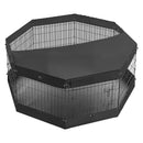 VEVOR suņu voljērs 61 cm, 8 paneļi, 162 × 162 cm, salokāms metāla nožogojums ar durvīm, augšējo pārsegu un ūdensizturīgu apakšējo paliktni, kucēniem, suņiem, kaķiem un maziem dzīvniekiem