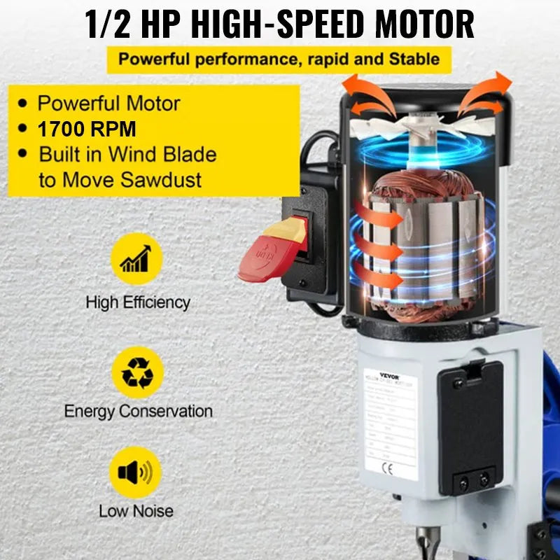 VEVOR tappimasin 373 W, 1400 p/min, liigutatava töölauaga