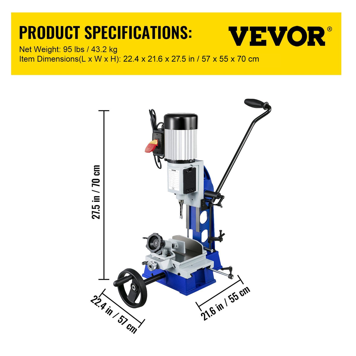 VEVOR tappimasin 373 W, 1400 p/min, liigutatava töölauaga
