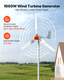 VEVOR 1000 W 12 V vēja turbīnas ģenerators, 3 lāpstiņu vēja turbīnas komplekts ar vēja/saules hibrīdo kontrolieri, efektīvs 3 fāžu maiņstrāvas pastāvīgo magnētu vēja enerģijas ģenerators kemperiem, laivām, mājai un saimniecībai, tornis/masts nav iekļauts