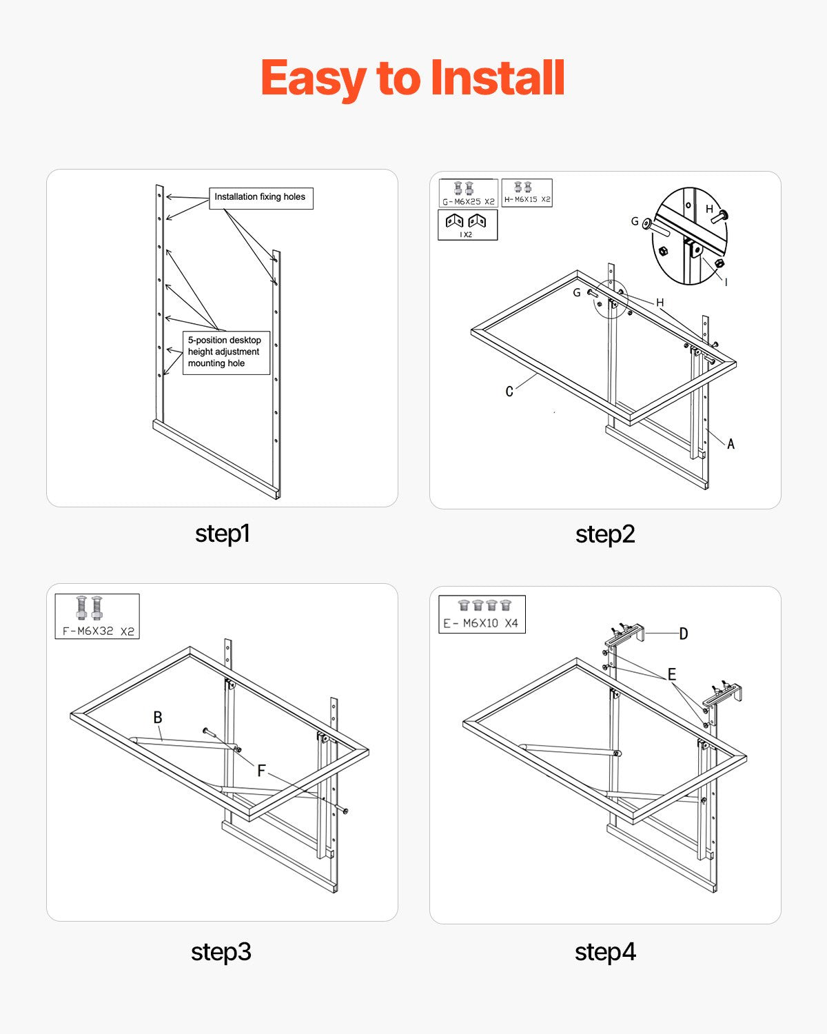 VEVOR Hanging Balcony Table 48 × 61 cm, Foldable Metal Railing Table with 5-Level Adjustment, Suitable for Railings 2.5–11.9 cm Thick, Serving Table for Balcony and Terrace