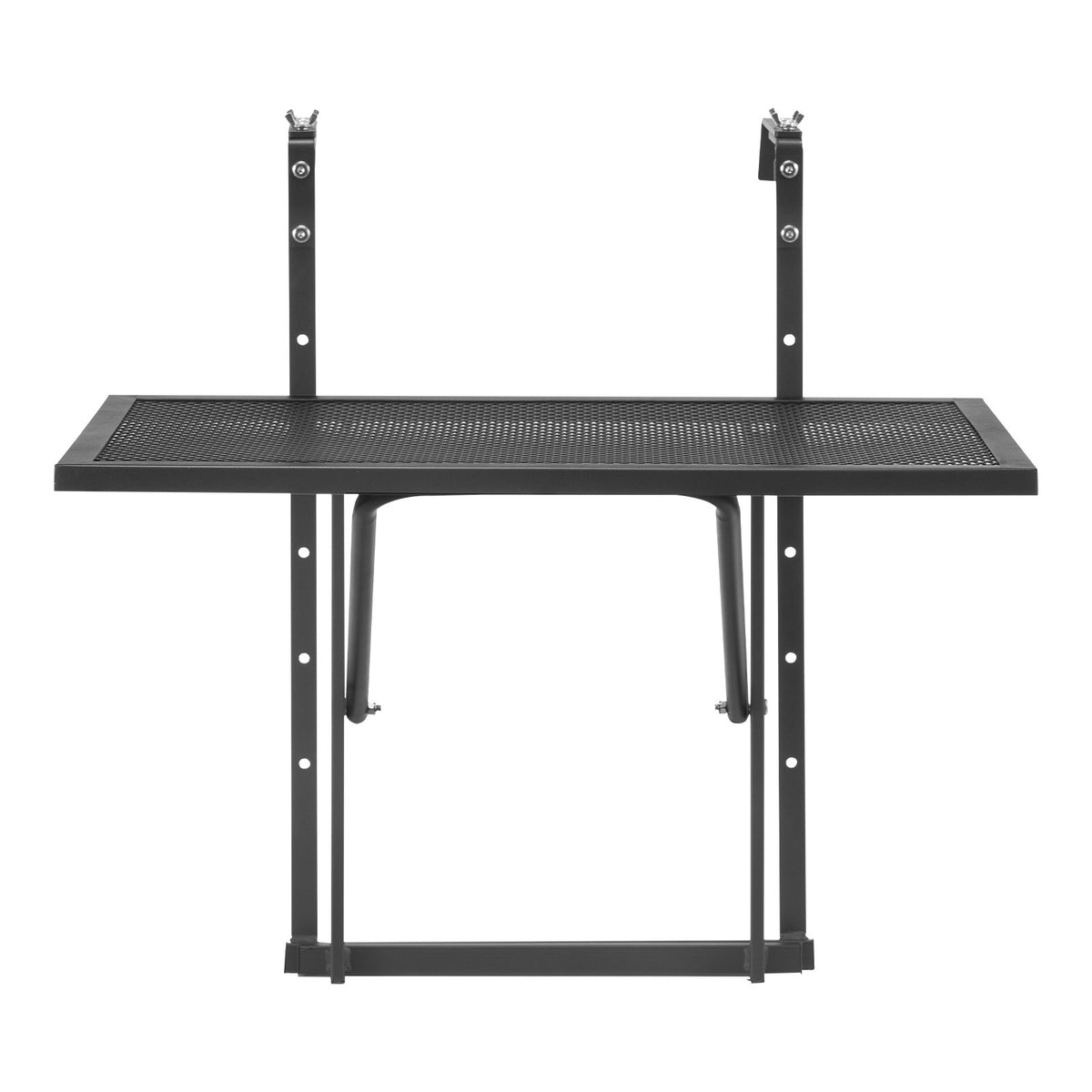 VEVOR Hanging Balcony Table 48 × 61 cm, Foldable Metal Railing Table with 5-Level Adjustment, Suitable for Railings 2.5–11.9 cm Thick, Serving Table for Balcony and Terrace