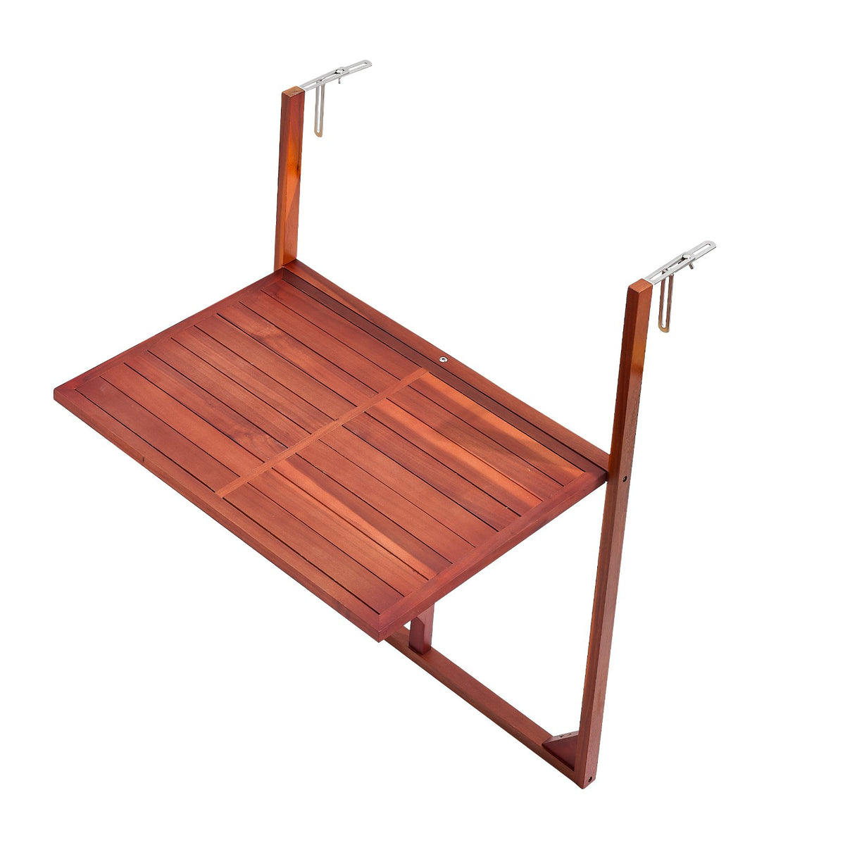 VEVOR saliekams balkona galds pie margām, 65 × 45 cm, akācijas koka virsma, kravnesība 27 kg, regulējams stiprinājums, vietu taupošs dizains
