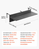 VEVOR piekarināms balkona galds 30,5 × 122 cm, salokāms margu galds, kravnesība līdz 22,7 kg, piemērots margām ar biezumu 2,5–10,9 cm, pasniegšanas galds balkonam un terasei