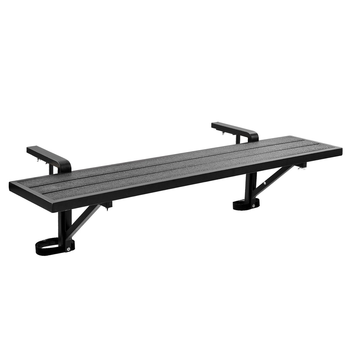 VEVOR DL-BC07 balkona pie margām stiprināms galds 1245 × 240 mm ar regulējamu stiprinājumu un 27 kg slodzi