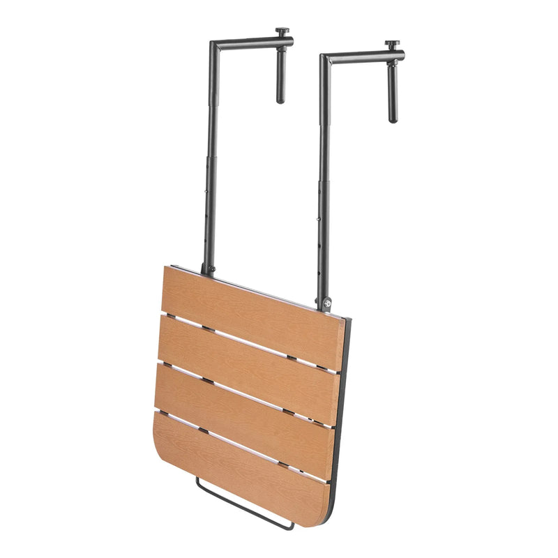 VEVOR piekarināms balkona galds 64 × 61 cm, salokāms balkona margu galds ar 4 līmeņu augstuma regulēšanu, piemērots margām ar biezumu 2,5–21 cm, pasniegšanas galds balkonam un terasei