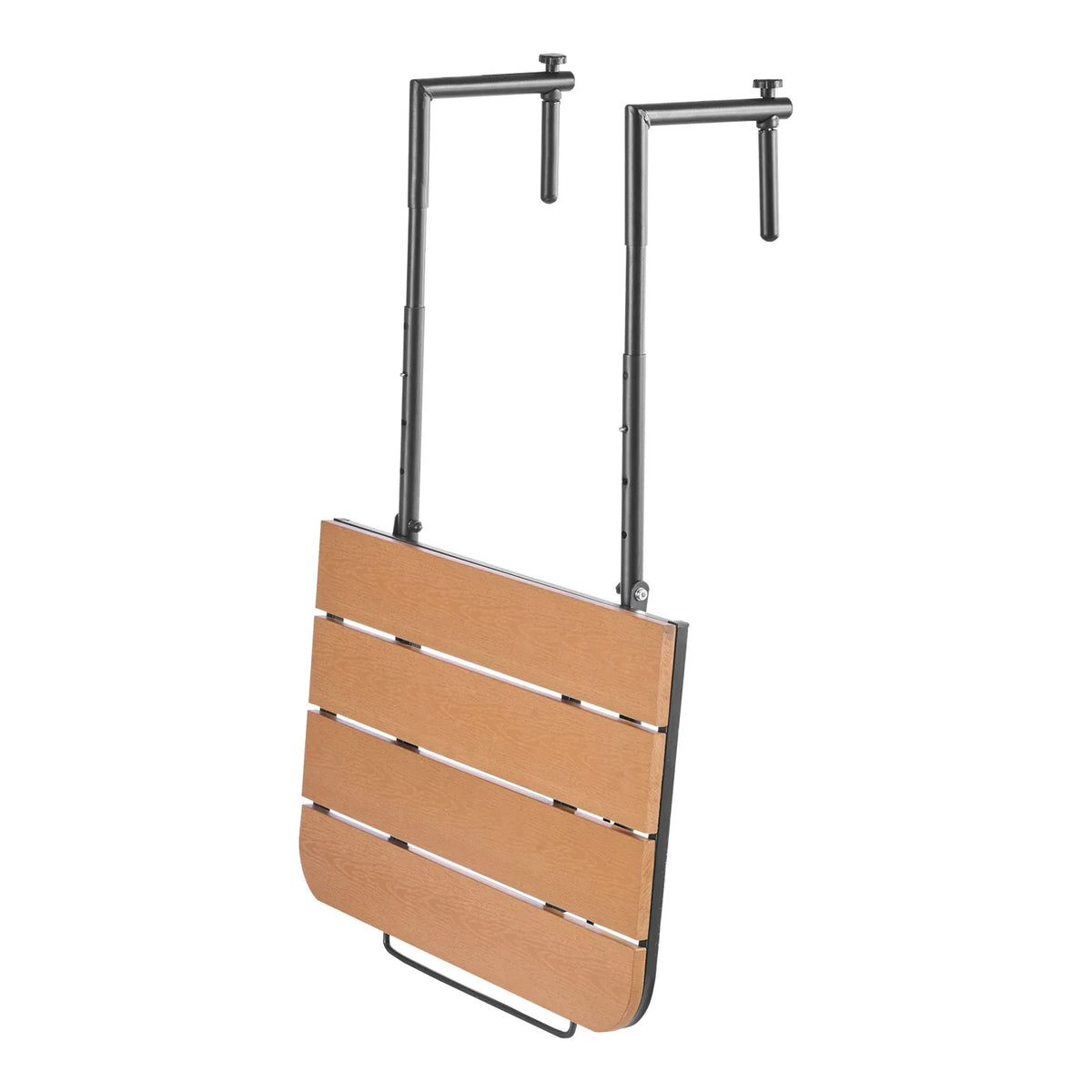 VEVOR Hanging Balcony Table 64 × 61 cm, Foldable Balcony Railing Table with 4-Level Height Adjustment, Suitable for Rails 2.5–21 cm Thick, Serving Table for Balcony and Terrace