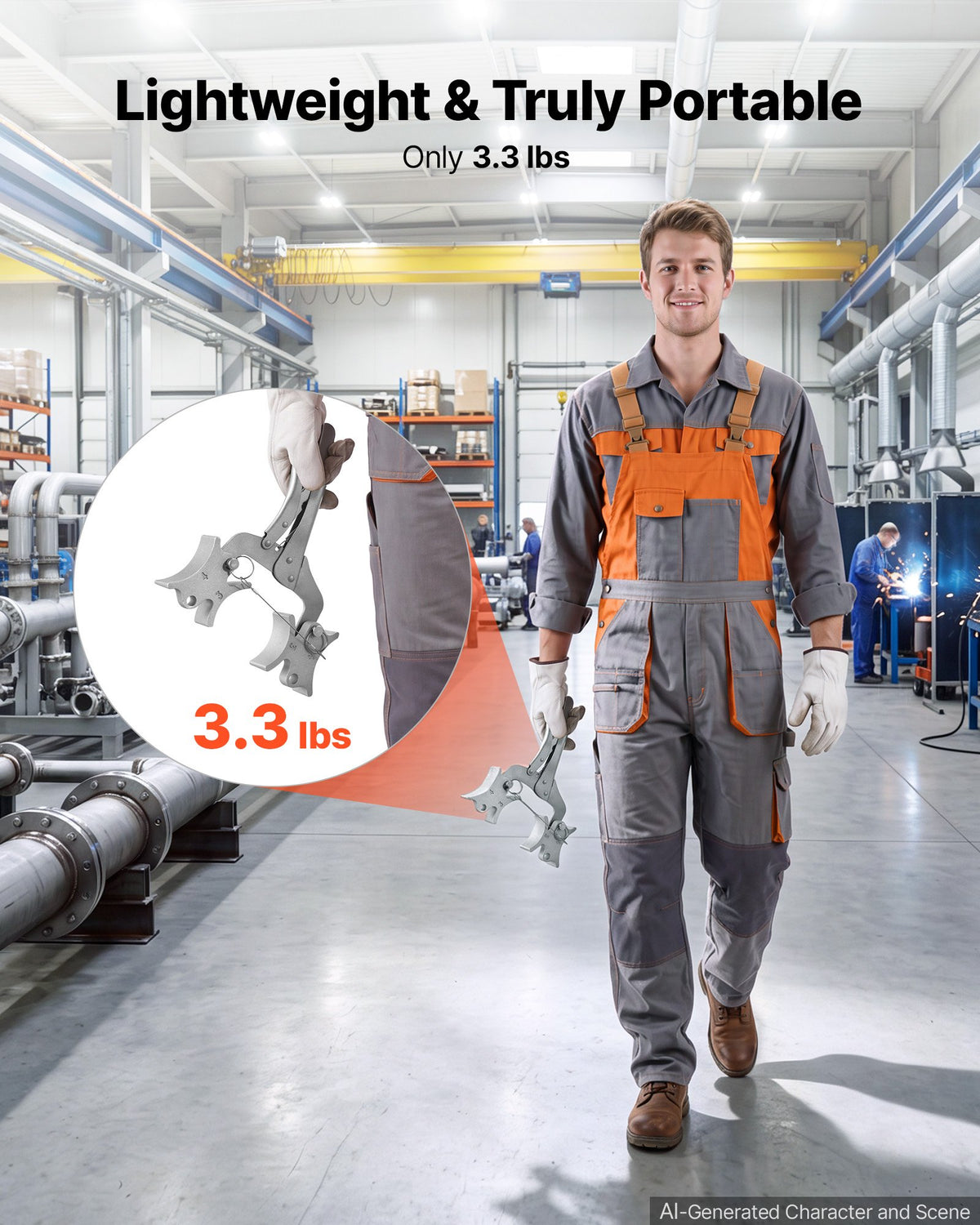 VEVOR cauruļu metināšanas centrēšanas skava, 38,1–101,6 mm caurulēm, pārnēsājams palīginstruments precīzai sadurmetināšanai