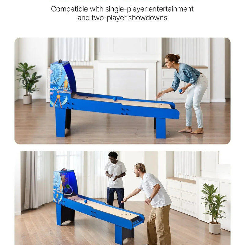 VEVOR klasiskā Roll and Score arkādes spēļu galda iekārta, 244 cm, iekštelpu arkādes spēle ar elektronisko rezultātu skaitītāju, skaņu un automātisku bumbiņu atgriešanu, piemērota pieaugušajiem un bērniem, 4 bumbiņas komplektā - ZEMLETES.LV