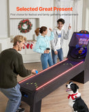 VEVOR klasiskā Roll and Score arkādes spēļu galda iekārta, 274 cm, iekštelpu skeeball spēļu galds ar LED elektronisko rezultātu skaitītāju, skaņu un automātisku bumbiņu atgriešanu, piemērots pieaugušajiem un bērniem, 4 bumbiņas komplektā - ZEMLETES.LV