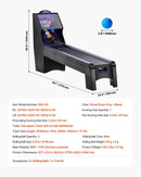 VEVOR klasiskā Roll and Score arkādes spēļu galda iekārta, 274 cm, iekštelpu skeeball spēļu galds ar LED elektronisko rezultātu skaitītāju, skaņu un automātisku bumbiņu atgriešanu, piemērots pieaugušajiem un bērniem, 4 bumbiņas komplektā - ZEMLETES.LV
