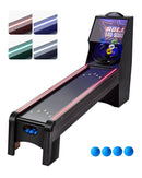 VEVOR klasiskā Roll and Score arkādes spēļu galda iekārta, 274 cm, iekštelpu skeeball spēļu galds ar LED elektronisko rezultātu skaitītāju, skaņu un automātisku bumbiņu atgriešanu, piemērots pieaugušajiem un bērniem, 4 bumbiņas komplektā - ZEMLETES.LV